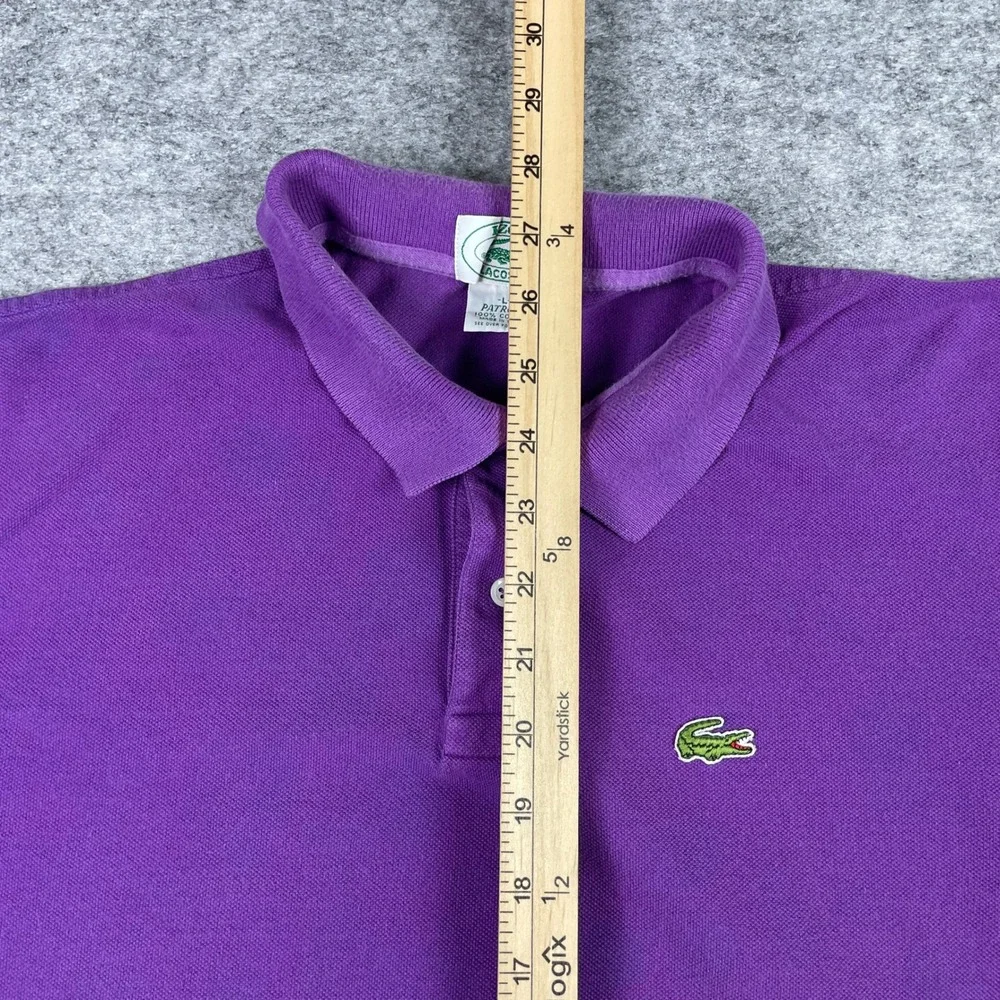 VTG IZOD Lacoste Polo Shirt Mens L Purple Patron Pique Short Sleeve Made In USA